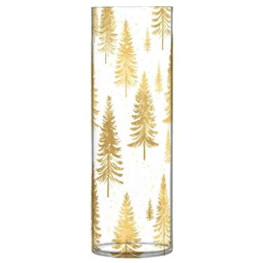 Imagem de CEBUGI Vaso de flor de árvore de Natal 10 cm x 30 cm Vaso cilíndrico para flores, vaso transparente inquebrável para decoração de casa de festa de casamento