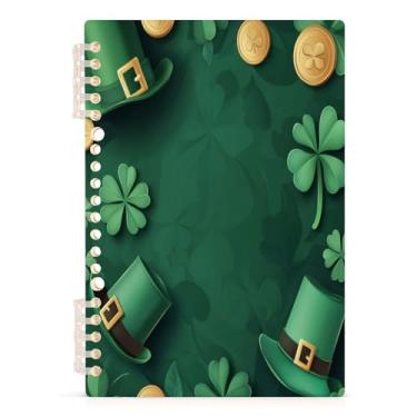 Imagem de Burbuja Caderno com chapéu de São Patrício, papel pautado universitário A5 com 60 folhas, fichário para escritório, 1 pacote