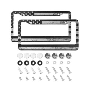 Imagem de HIBEYO Moldura para placa de carro Nissan Pacote com 2 - Ajuste personalizado para Altima, Rogue, Sentra, Murano, Maxima, 30,5 x 15,2 cm Capa de placa de metal frontal e traseira com impressões