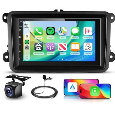 Imagem de 4 núcleos 4G + 64G Android 15 estéreo automotivo para VW Passat Jetta Tiguan Golf MK5 MK6 T5 EOS Polo, navegação GPS 5G-WiFi sem fio CarPlay, Android Auto, tela sensível ao toque de 7 polegadas