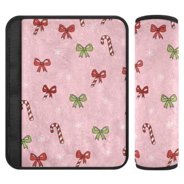 Imagem de Burbuja Capa para cinto de segurança de carro Candy Cane Protetor de cinto de segurança macio confortável para alça de ombro de assento, 1 par pequeno