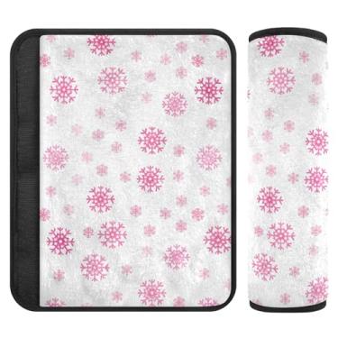 Imagem de Burbuja Capa para cinto de segurança de carro Snowflakes Protetor de cinto de segurança de carro macio confortável para alça de ombro de assento, 1 par médio