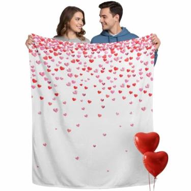 Imagem de Cobertor de flanela para dia dos namorados rosa em forma de coração, leve e macio para sofá, sofá, quarto, simples, aconchegante, felpudo de microfibra para todas as estações, 101,6 x 127 cm