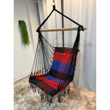 Imagem de cadeiras e balanços suspensos fixados no teto(VERMELHO/AZUL/PRETO)