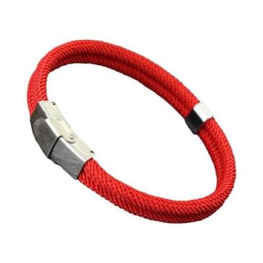 Imagem de Pulseira Masculina Clássica De Corda Dupla Trançada Artesanal Com Five