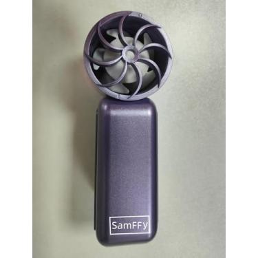 Imagem de Samffy Ventilador turbo portátil portátil com luzes, recarregável por USB, mini ventilador de bolso pequeno com 5 velocidades para viagens/atividades ao ar livre/férias/shows