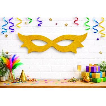 Imagem de MÁSCARA DECORATIVA DE CARNAVAL EM EVA – TAMANHO GRANDE 58 cm de comprimento (Dourado)