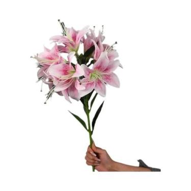 Imagem de Buquê De Flores De Seda Lírio Com 10 Hastes Longas Para Decoração De E