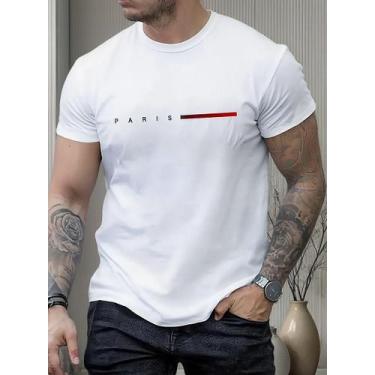 Imagem de Camiseta Masculina Estampa Paris 100% Algodão Premium Estilo Conforto 