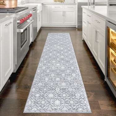 Imagem de KILOCOCO Tapete de corrida de 6 x 20 cm, tapete marroquino super macio lavável para corredor, tapete de corredor de cozinha de lã sintética com estampa de destaque, 20 metros, antiderrapante para