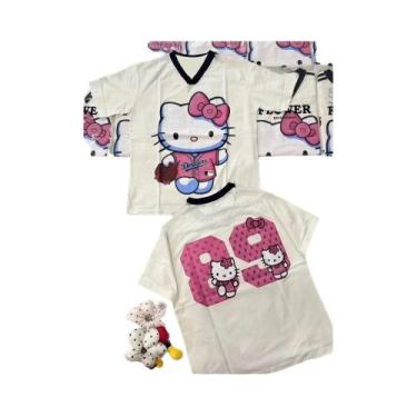 Imagem de Camiseta Feminina De Verão Sanrio Hello Kitty Manga Curta Tamanho 89 S