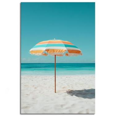 Imagem de 093 Guarda-chuva arte de parede impressão em tela de praia pôster de verão para casa conjunto de 1 decorações não ramificadas 30,5 x 20,3 cm