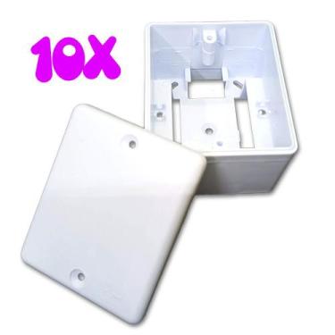 Imagem de Kit 10 Caixa Sobrepor Sistema X com Placa Cega p/ Cftv Balun Passagem 