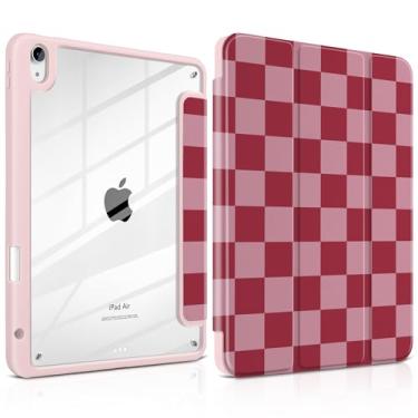Imagem de TWOLSKOO Capa para iPad Air de 11 polegadas (M3 2025 / M2 2024), parte traseira de acrílico transparente com amortecedor de TPU, suporte de lápis, suporte de três dobras, hibernar/despertar automático