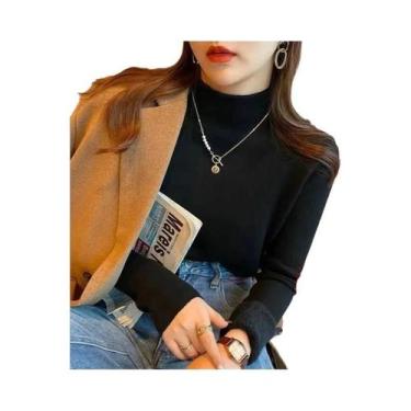 Imagem de Suéter Feminino De Pulôver Grosso E Quente Com Forro De Veludo, Malha 