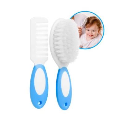 Imagem de Kit Escova E Pente Cabelo Bebê Infantil Cerdas Macias Menino Menina - 