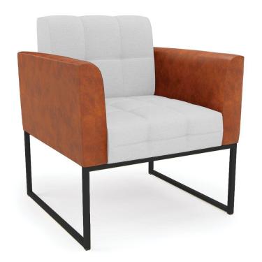 Imagem de Poltrona Base Industrial Preto Elisa Nozes-linho Cinza A05 D03 - D'rossi