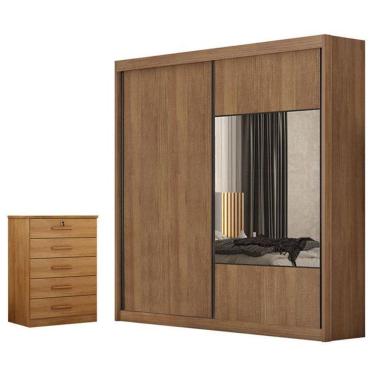 Imagem de Guarda Roupa Casal Sienna Com Espelho E Gaveteiro Suiça Com Chave Cumaru 23 - Novo Horizonte