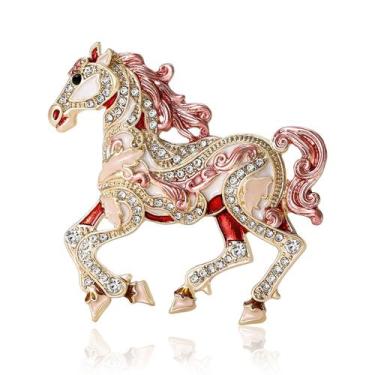 Imagem de Broche Pin Elegant Horse para mulheres, blusa esmaltada em liga leve -