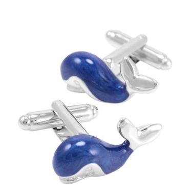 Imagem de Cufflinks Blue Whale Design para homens em latão e aço - Yiweisai