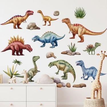 Imagem de Adesivos de parede Cartoon Dinosaur Family Set PVC impermeável - yiwei