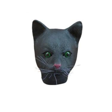 Imagem de Máscara de látex, capa facial completa, gato preto, Halloween, cosplay