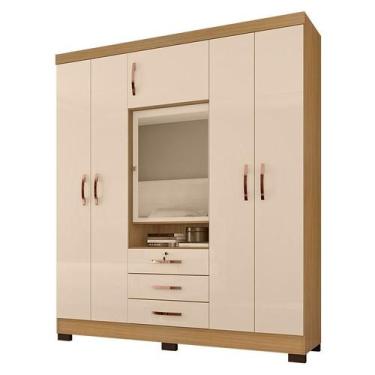 Imagem de Guarda Roupa Casal Imperatriz Carvalho Americano Off White - Incorplac