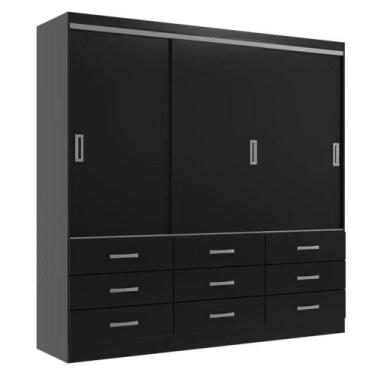 Imagem de Guarda Roupa Casal Isabela 03 Portas 09 Gavetas - Black Black - EVIDÊN