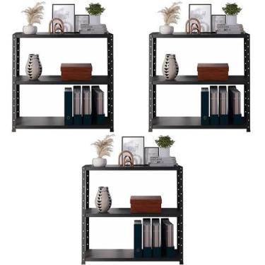 Imagem de 3 Estante Para Sala Almoxarifado Escritório Estoque Cozinha Com 3 Band