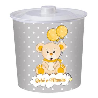 Imagem de Lixeira Redonda Para Banheiro E Quarto Infantil Branco 6L Ursinho Desc