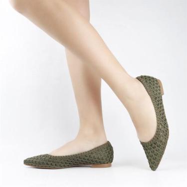 Imagem de Sapatilha Bico Fino Bordada - VALENTINA, Aspargo, 36