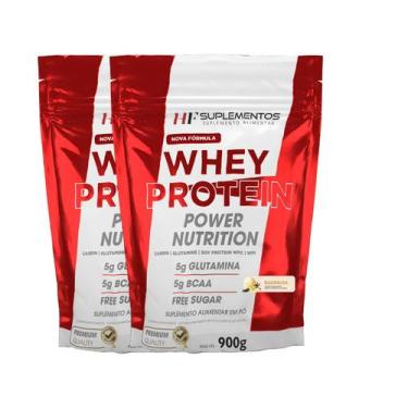 Imagem de 2x whey protein power nutrition refil 900g baunilha hf suple - HF SUPL