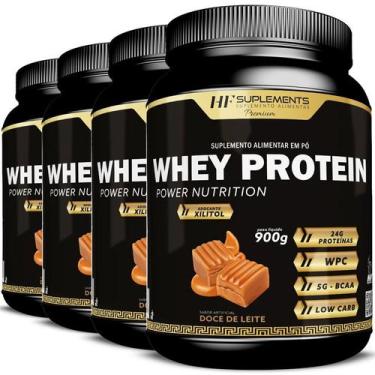 Imagem de 4x WHEY PROTEIN POWER NUTRITION DOCE DE LEITE 900G - HF SUPLEMENTS