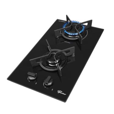Imagem de Cooktop A Gás Fischer 2 Bocas Fit Line Trempe Iron Preto Bivolt