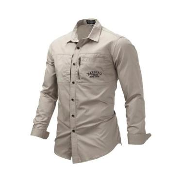 Imagem de Camisa De Trabalho Casual Masculina Estilo Militar De Manga Comprida C