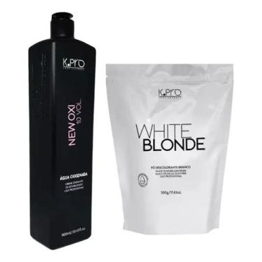 Imagem de Kit pó descolorante white blond 500gr + água oxigenada 900ml - kpro, 1