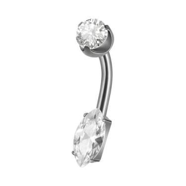 Imagem de Piercing De Umbigo Em Titânio Com Zircônia 16G Quadrado Redondo CZ Joi
