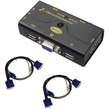 Imagem de Switch USB 2.0 VGA KVM de 2 portas com resolução de até 2048 x 1536 com hub USB e áudio para comutação de PC ou monitor