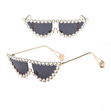 Imagem de Óculos de sol de diamante olho de gato moda feminina de luxo vintage triângulo tons de strass metal óculos de sol feminino uv400,1, tamanho único