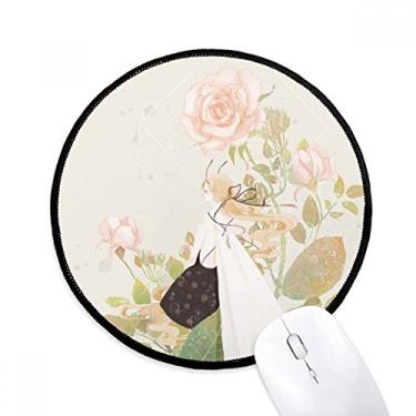 Imagem de DIYthinker Flor chinesa estilo clássico ilustrador mouse pad desktop escritório tapete redondo para computador