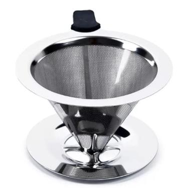 Imagem de Coador Filtro de Café em Aço Inox Utensílio Reutilizável Inoxidável Possui Camada Dupla com Malha Fina