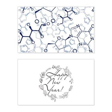 Imagem de Abstract Blue Chemical Molecular Structure New Year Festival Greeting Card Bless Message Gift