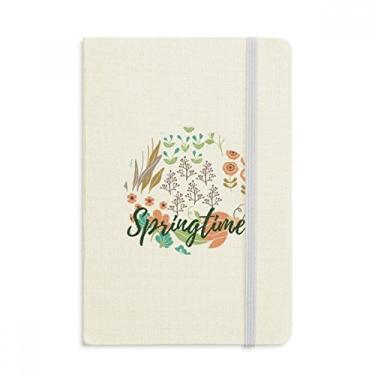 Imagem de Caderno de pintura de plantas com flores brancas laranjas, capa dura em tecido oficial diário clássico