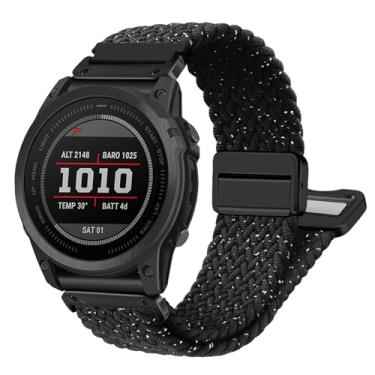 Imagem de Abanen Pulseira de relógio elástica de 22 mm com fivela magnética para Garmin Fenix 7/Fenix 6/Fenix 5/EPIX 2, pulseira trançada elástica de laço macio para epix Pro de 47 mm/Forerunner 955