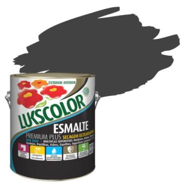 Imagem de Esmalte base agua luskcolor cores 3,6l - Lukscolor, PRETO BRILHANTE