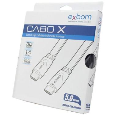 Imagem de Cabo HDMI Achatado 5 metros Suporte 3D Full HD 1080 Versão 1.4 Exbom C