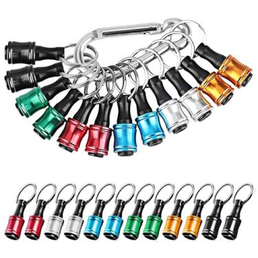 Imagem de Linkstyle 12 peças, haste sextavada de 1/4 de polegada, suporte de extensão, barra de chaveiro, adaptador de parafuso, broca de troca rápida, suporte portátil para chaves de fenda elétricas e broca (6 cores)