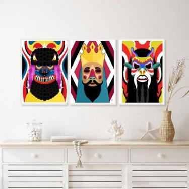 Imagem de Kit 3 Quadros Decorativos Folclore FoliaDeReis 45x34cm - com vidro - Q