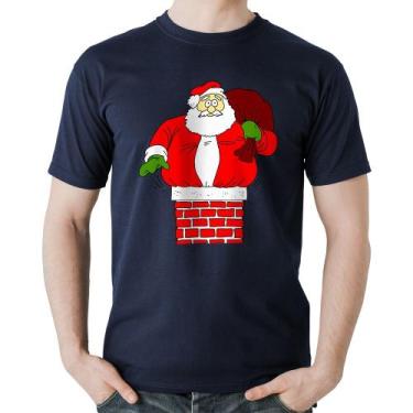 Imagem de Camiseta Algodão Papai Noel Chaminé - Foca na Moda, Marinho, GGG