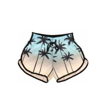 Imagem de Short Moda Praia Relaxado Tactel Com Elastano Estampado Feminino, GG, 